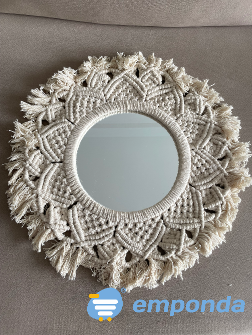 Espejo Circular Decorativo en macramé diámetro 21Cm Villa Crespo - imagen 3