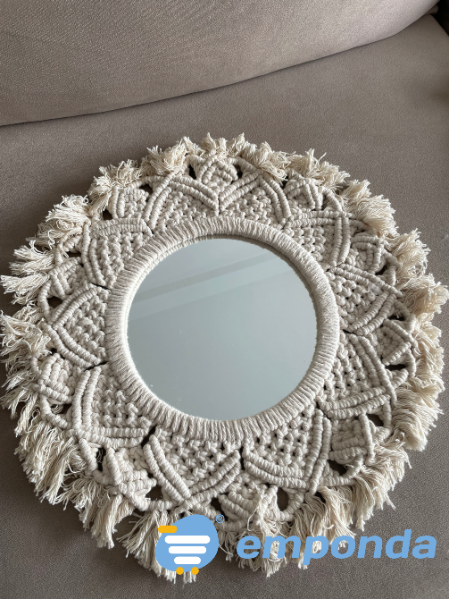 Espejo Circular Decorativo en macramé diámetro 21Cm Villa Crespo - imagen 2