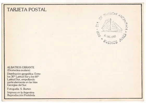 Postal Albatro Día de Emisión 10/12/1983 C/Estampilla S/C Villa Crespo