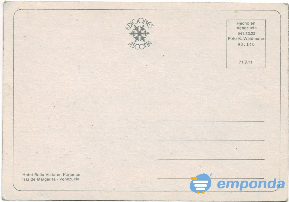 Tarjeta Porlamar Isla Margarita Venezuela Villa Crespo - imagen 2