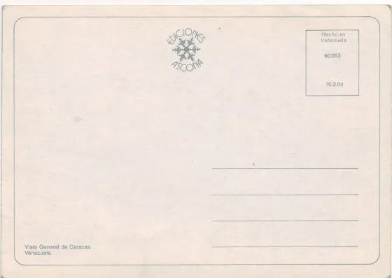 Tarjeta Postal Vista de Caracas Venezuela Sin Circular Villa Crespo