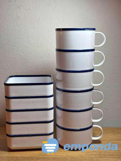 Juego tazas café y platos encastrables Lanús - imagen 3