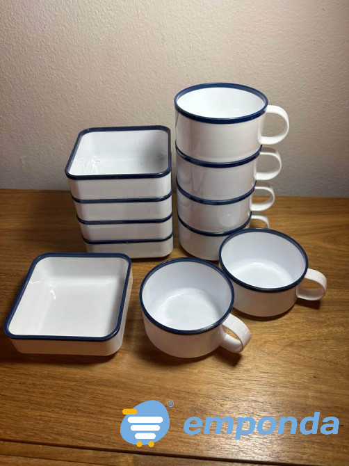 Juego tazas café y platos encastrables Lanús - imagen 2