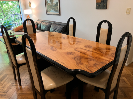 Juego de comedor raíz de nogal Recoleta
