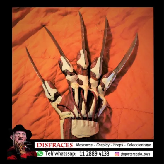Freddy Krueger Garra Real de Metal y Cuero Disfraz Halloween Balvanera