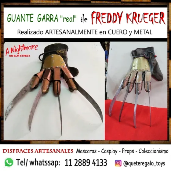 Freddy Krueger Garra Real de Metal y Cuero Disfraz Halloween Balvanera