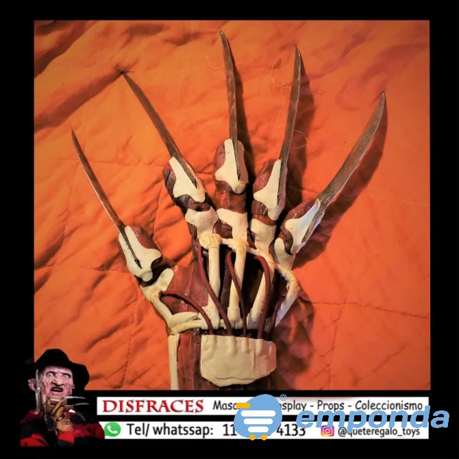 Freddy Krueger Garra Real de Metal y Cuero Disfraz Halloween Balvanera - imagen 6