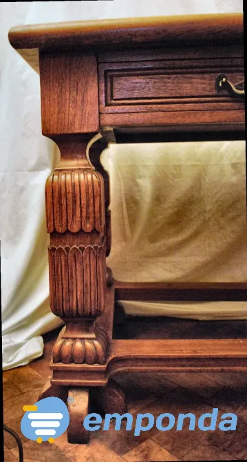 Mesa antigua de arrime en roble macizo tallado Colegiales - imagen 3