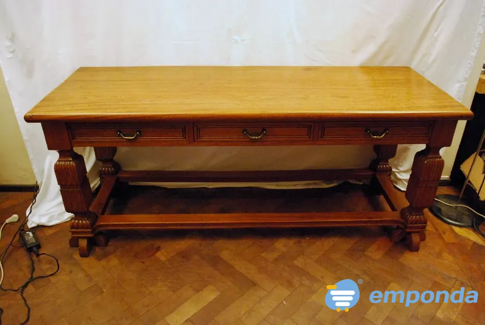 Mesa antigua de arrime en roble macizo tallado Colegiales - imagen 4