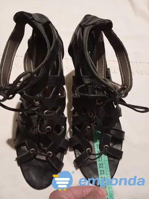 Sandalias acordonadas con taco, de cuero Floresta - imagen 1