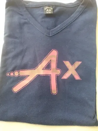 Remera azul escote en V. Unisex Floresta