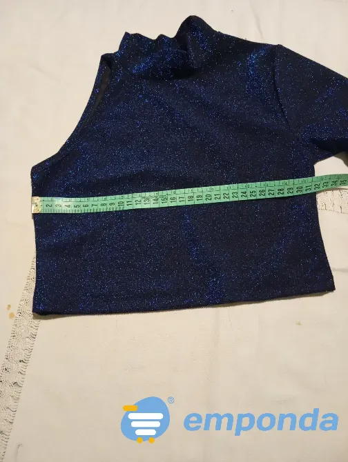 Top de fiesta, media polera, lurex azul. Nueva Floresta - imagen 2