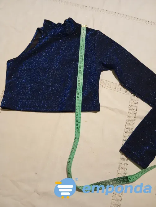 Top de fiesta, media polera, lurex azul. Nueva Floresta - imagen 1