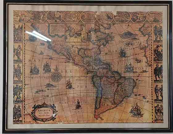 Cuadro. Mapa antiguo del mundo. Villa del Parque