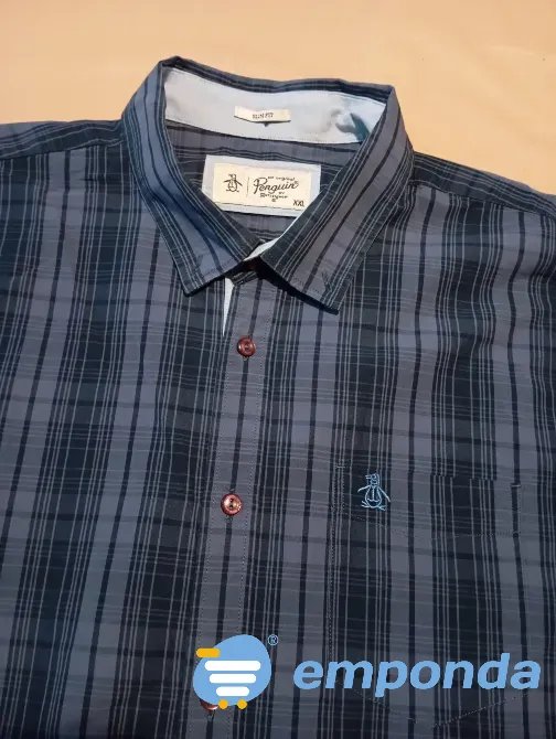 Camisa azul, slim fit Penguin de hombre. IMPECABLE Floresta - imagen 2