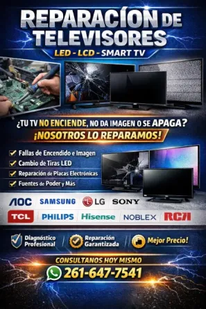 Reparación de TV LED LCD Smart TV Samsung LG Sony AOC TCL Ph Mendoza