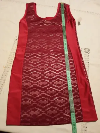 Vestido corto, combinado, nudo en espalda. Nuevo Floresta