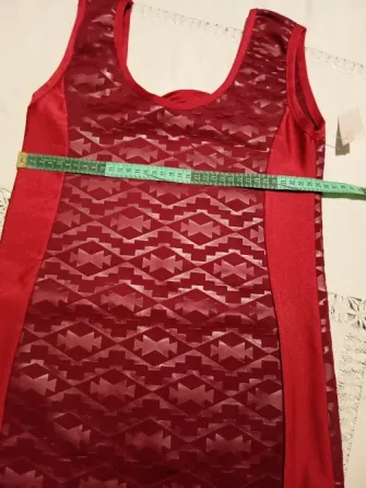 Vestido corto, combinado, nudo en espalda. Nuevo Floresta