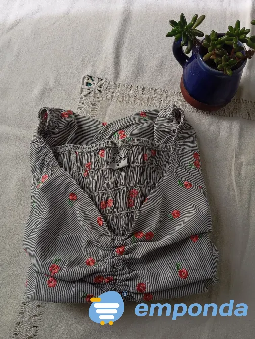 Top rayadito, con frunce y espalda elastizada (Nuevo s/etiq) Floresta - imagen 4