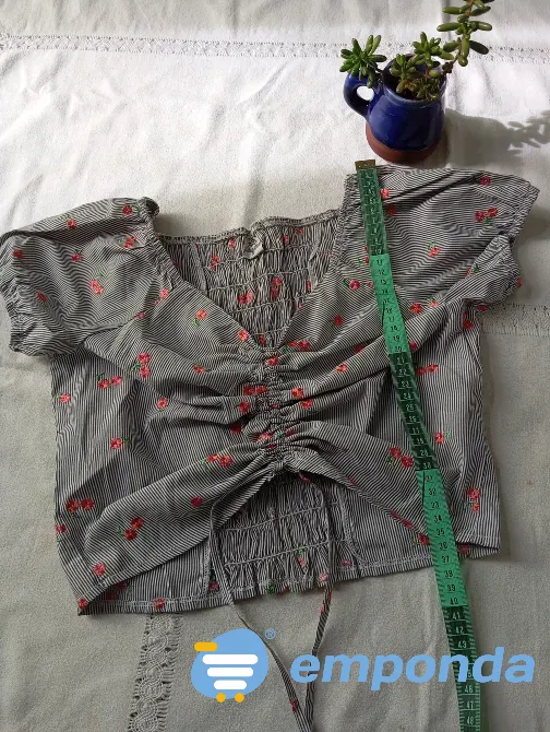 Top rayadito, con frunce y espalda elastizada (Nuevo s/etiq) Floresta - imagen 1