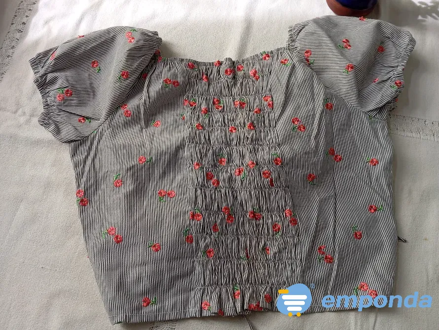 Top rayadito, con frunce y espalda elastizada (Nuevo s/etiq) Floresta - imagen 3