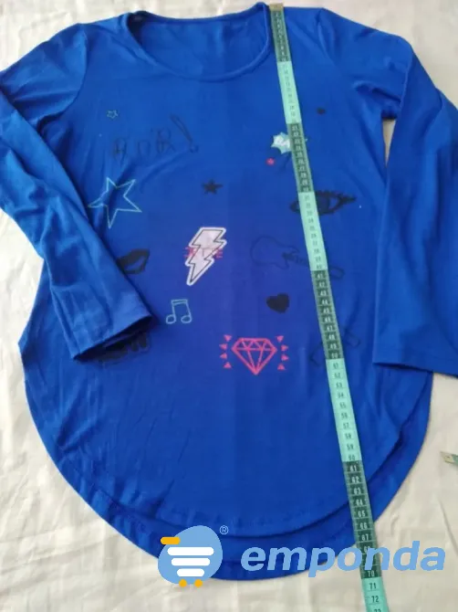 Camiseta, remera manga larga azul Floresta - imagen 1