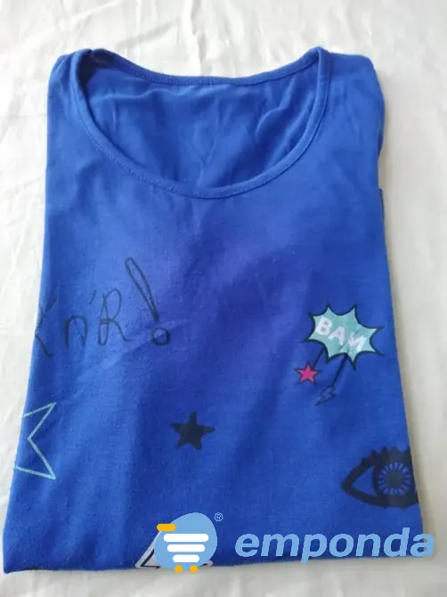 Camiseta, remera manga larga azul Floresta - imagen 3