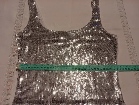 Musculosa, vestido corto con lentejuelas Floresta