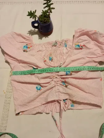 Top rayadito rosa, con frunce y espalda elastizada Floresta