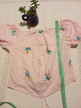 Top rayadito rosa, con frunce y espalda elastizada Floresta