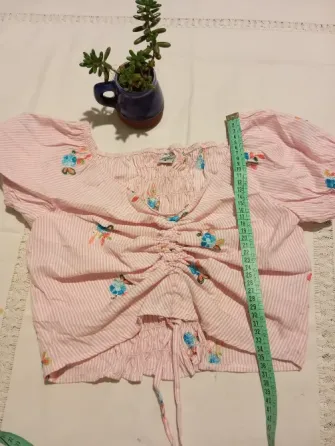 Top rayadito rosa, con frunce y espalda elastizada Floresta