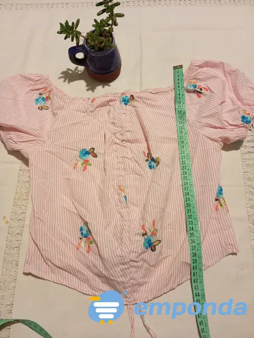 Top rayadito rosa, con frunce y espalda elastizada Floresta - imagen 3