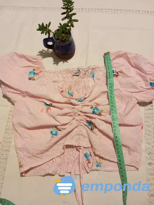 Top rayadito rosa, con frunce y espalda elastizada Floresta - imagen 1