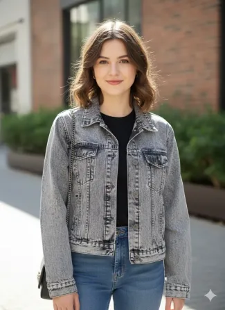 Campera Scombro gris gaspeado talle L de mujer rígida Esteban Echeverría