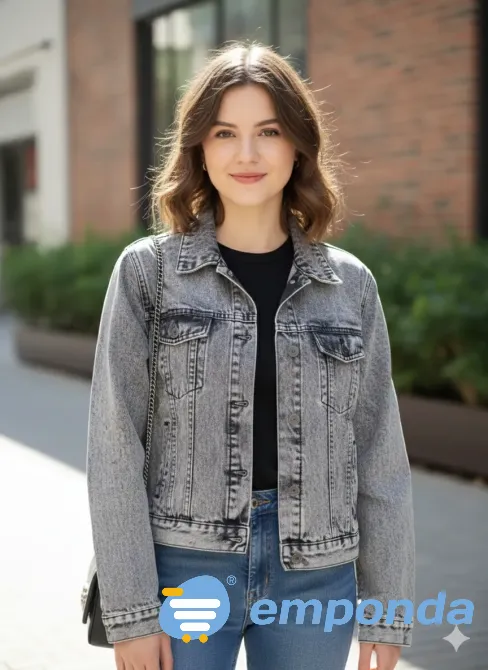 Campera Scombro gris gaspeado talle L de mujer rígida Esteban Echeverría - imagen 1