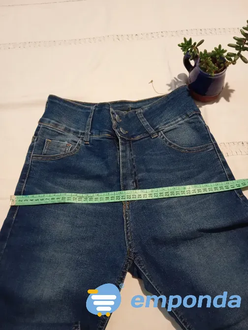 Pantalon, jean elastizado tiro alto y cintura ancha Floresta - imagen 3