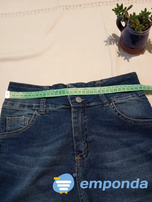 Pantalon, jean elastizado tiro alto y cintura ancha Floresta - imagen 2