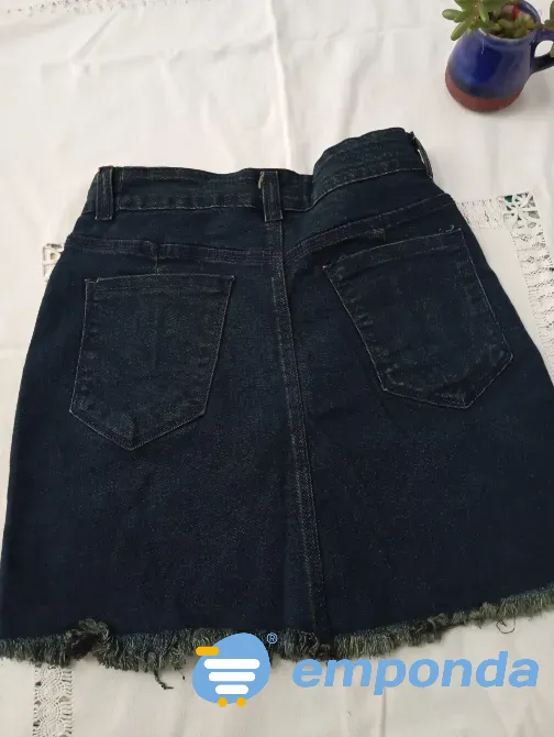 Pollera, mini de jean elastizada (Nueva s/etiq) Floresta - imagen 4