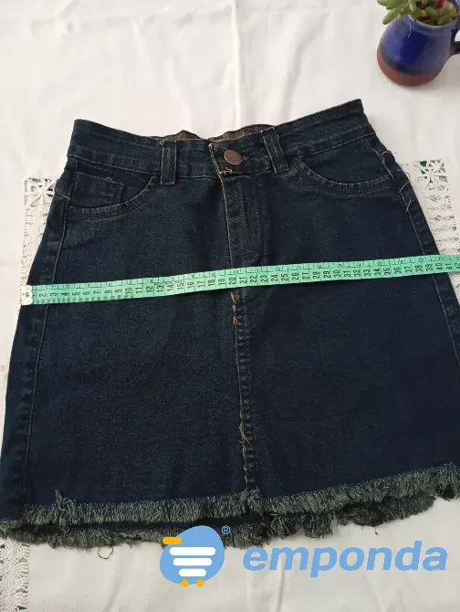Pollera, mini de jean elastizada (Nueva s/etiq) Floresta - imagen 3