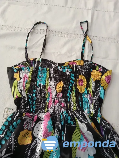 Vestido estampado, combinado con puntilla (Nuevo s/etiq) Floresta - imagen 3