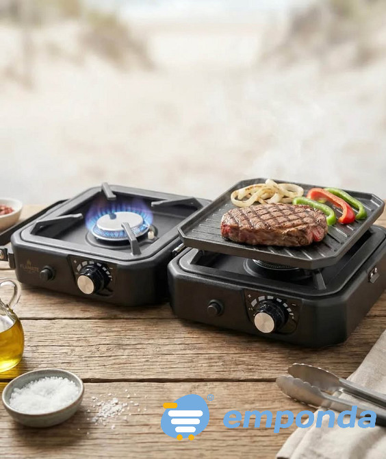 Anafe Doble Plegable A Gas Para Camping Negro Driven Zárate - imagen 2