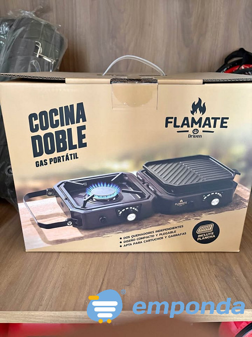 Anafe Doble Plegable A Gas Para Camping Negro Driven Zárate - imagen 1