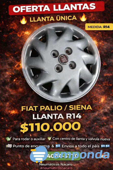 Llanta R14 Fiat Palio / Siena (Con centro) 🛞 Tigre - imagen 1