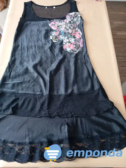 Vestido negro tipo solero vintage. Impecable Floresta - imagen 3