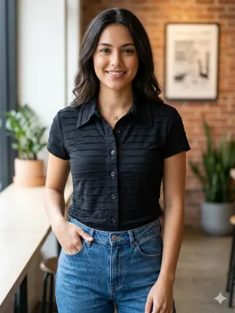Camisa a la cintura, manga corta. IMPECABLE Floresta