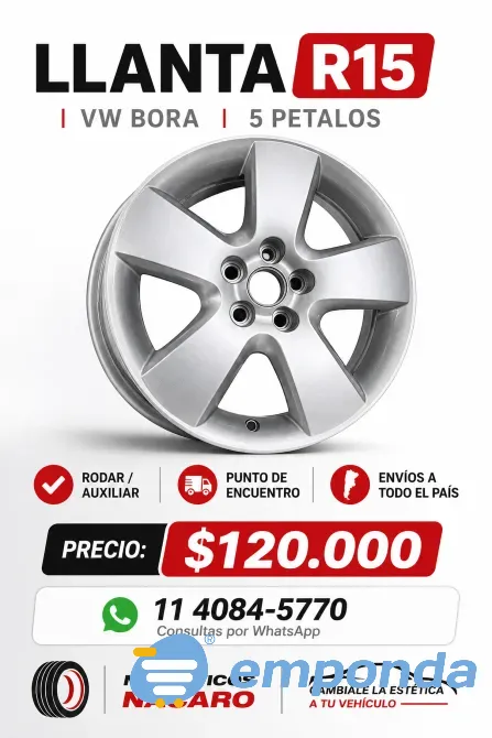 Llanta R15 VW Bora 5 Pétalos Tigre - imagen 1