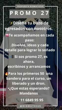 Buzos de egresados Big mathius Morón
