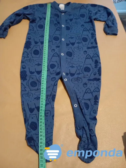 Enterito, body de bebe. Azul con pie Floresta - imagen 1