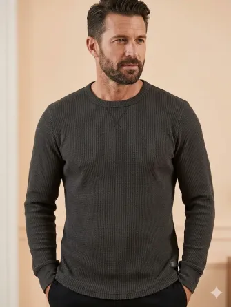 Remera manga larga de hombre tejido panal. Impecable Floresta