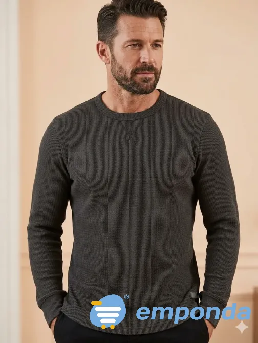 Remera manga larga de hombre tejido panal. Impecable Floresta - imagen 1